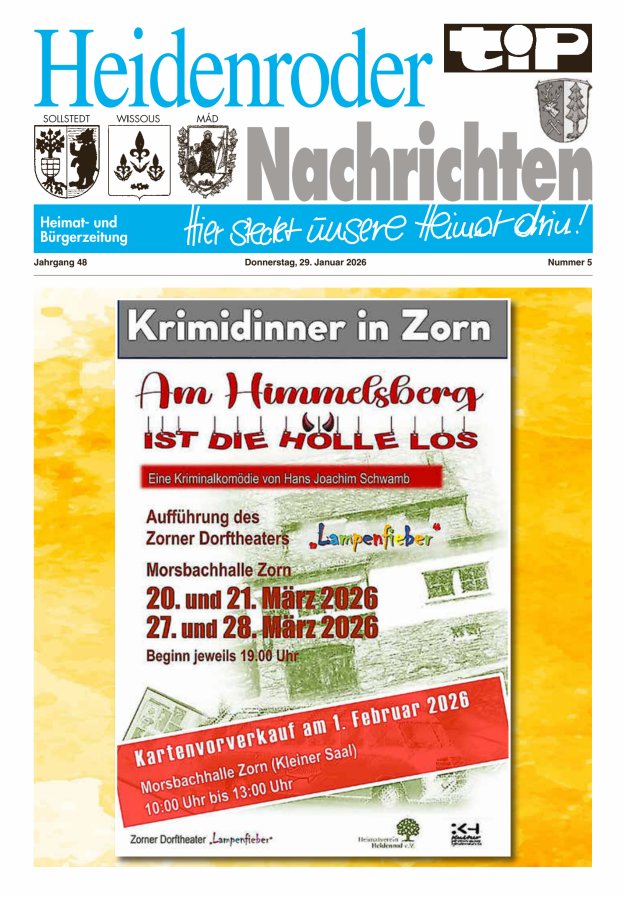 "tip" Heidenroder Nachrichten Titelblatt 05/2026