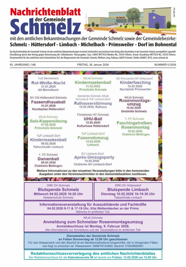 Nachrichtenblatt Schmelz Titelblatt 05/2026