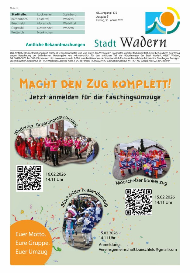 Stadt Wadern Titelblatt 05/2026