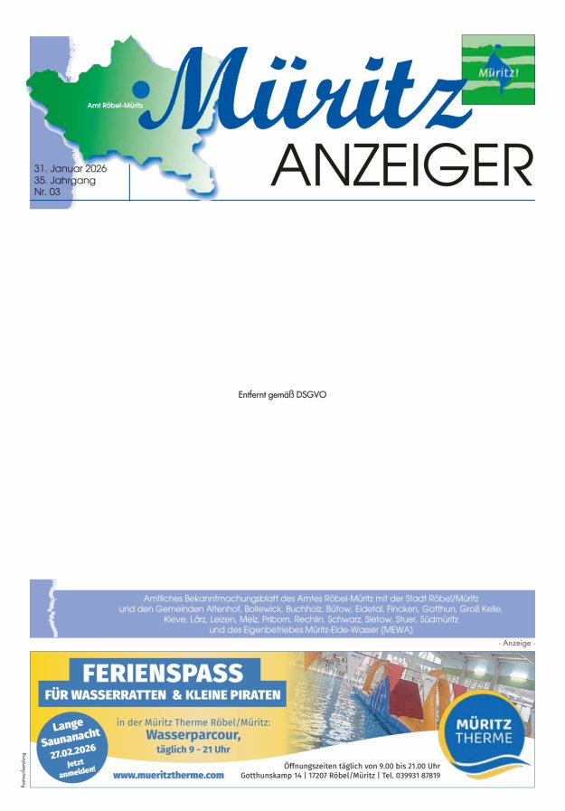 Müritz-Anzeiger Titelblatt 03/2026