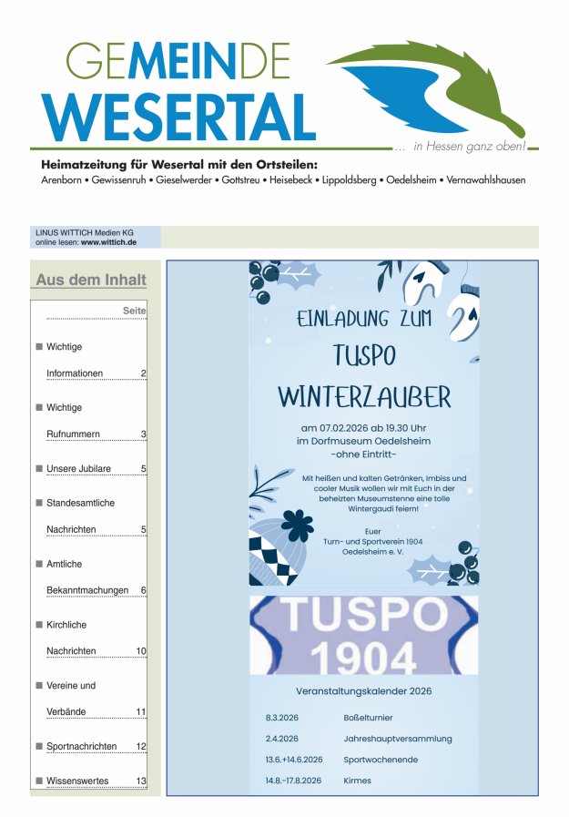 Wesertal Titelblatt 05/2026