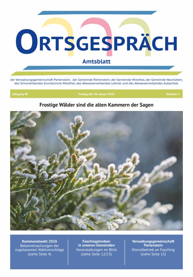 Ortsgespräch - Amtsblatt der VG Partenstein und ihrer Körperschaften Titelblatt 03/2026