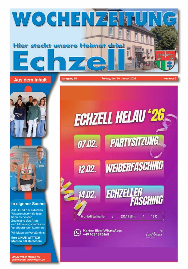 Wochenzeitung für die Gemeinde Echzell Titelblatt 05/2026