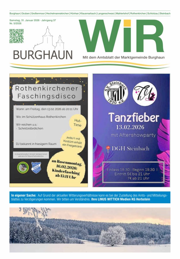 WIR - mit Amtsblatt der Marktgemeinde Burghaun Titelblatt 05/2026