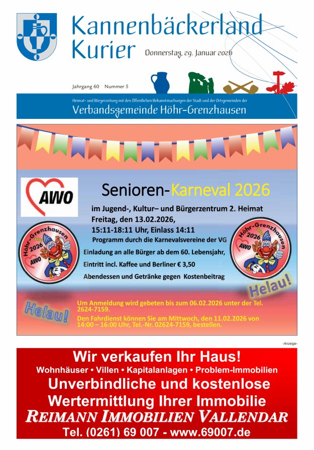 Kannenbäckerland-Kurier Verbandsgemeinde Höhr-Grenzhausen Titelblatt 05/2026