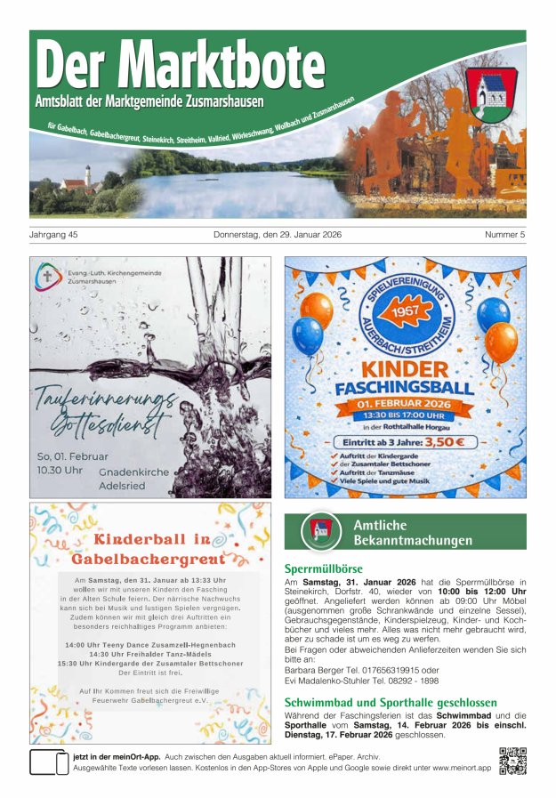 Zusmarshausen - Der Marktbote Titelblatt 05/2026