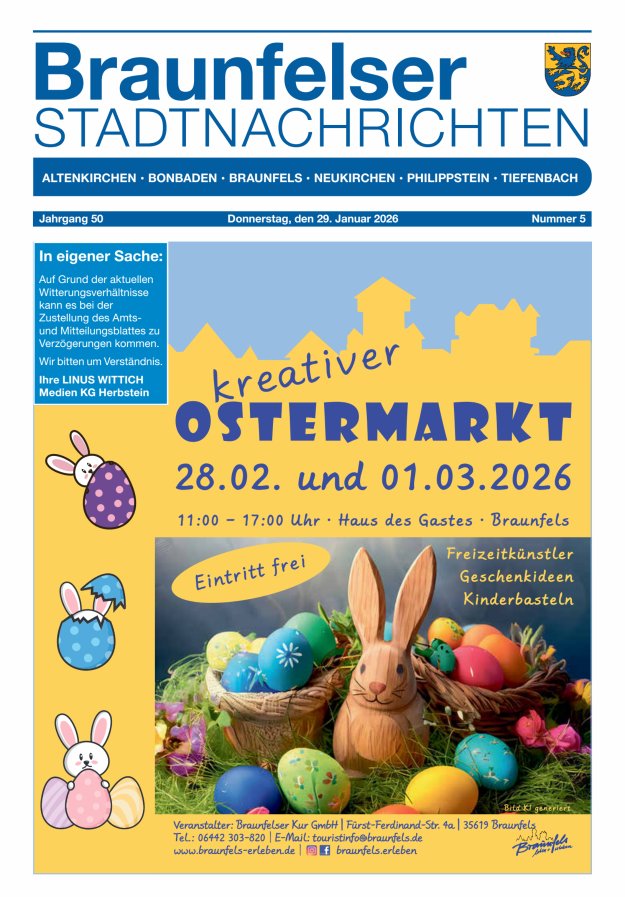 Braunfelser Stadtnachrichten Titelblatt 05/2026