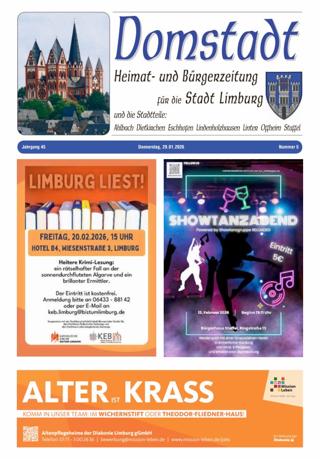 Domstadt - Heimat- und Bürgerzeitung für die Stadt Limburg Titelblatt 05/2026