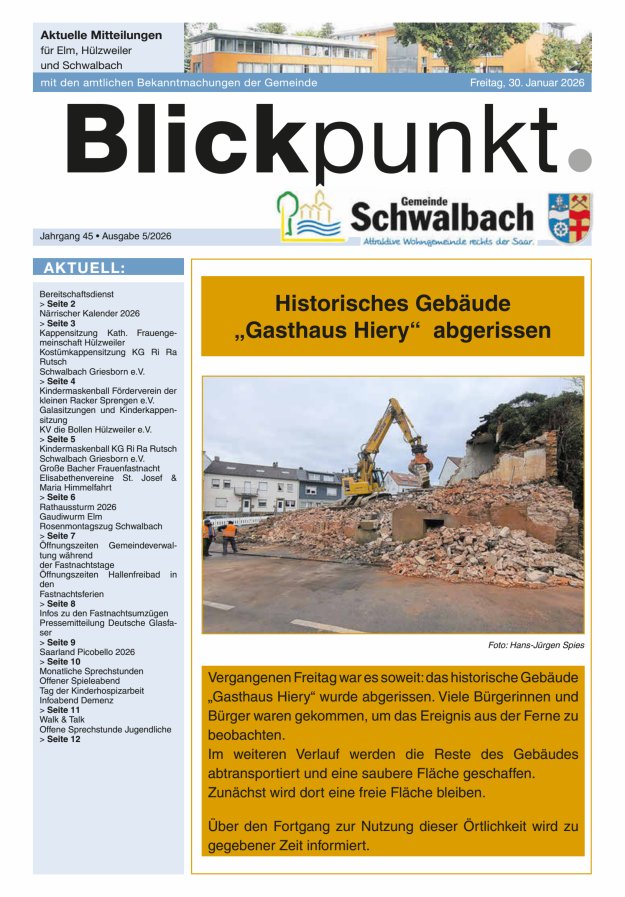 Blickpunkt Schwalbach Titelblatt 05/2026