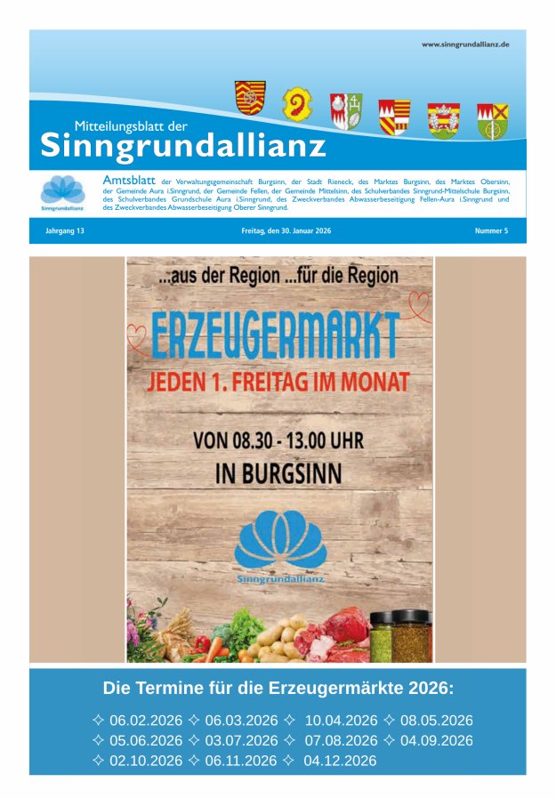 Mitteilungsblatt der Sinngrundallianz Titelblatt 05/2026