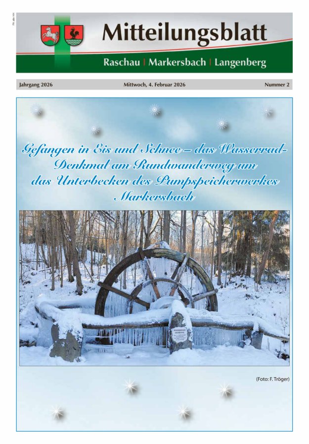 Mitteilungsblatt der Gemeinde Raschau-Markersbach Titelblatt 02/2026