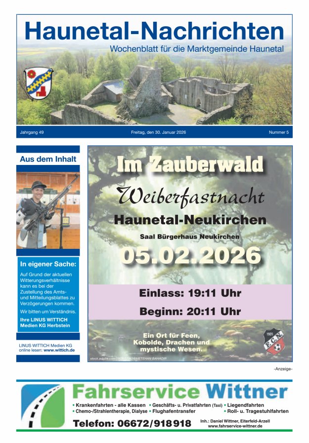 Haunetal-Nachrichten Titelblatt 05/2026