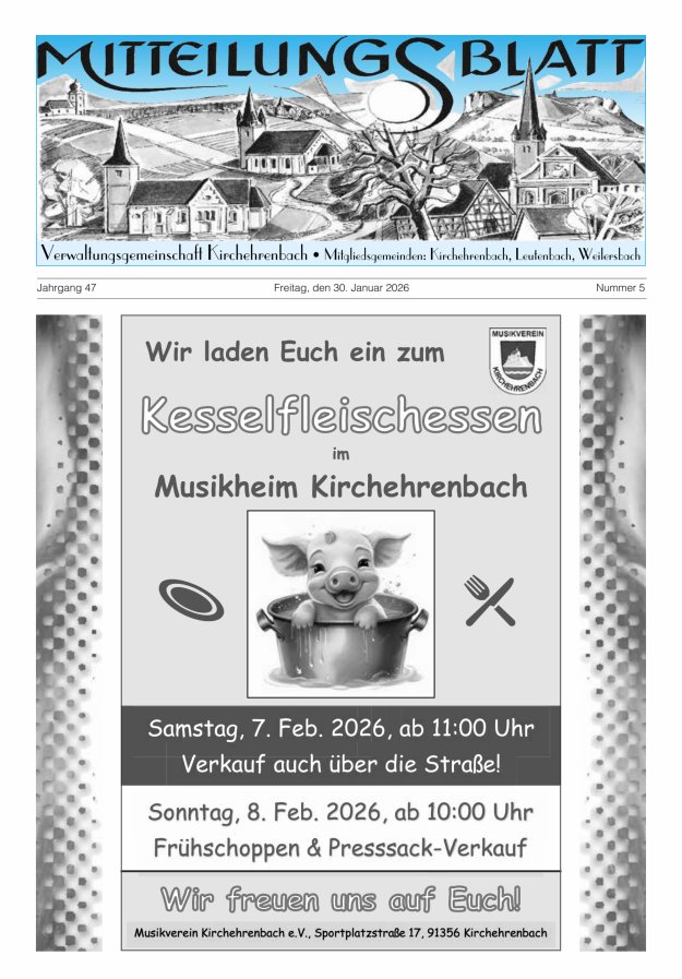 Mitteilungsblatt Verwaltungsgemeinschaft Kirchehrenbach Titelblatt 05/2026