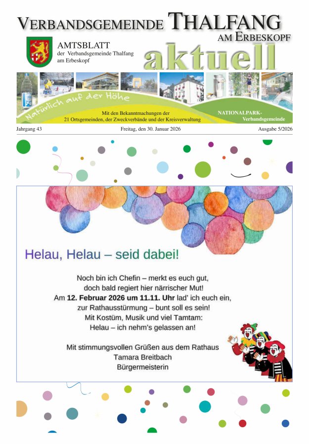 Thalfang aktuell - Amtsblatt VG Thalfang Titelblatt 05/2026