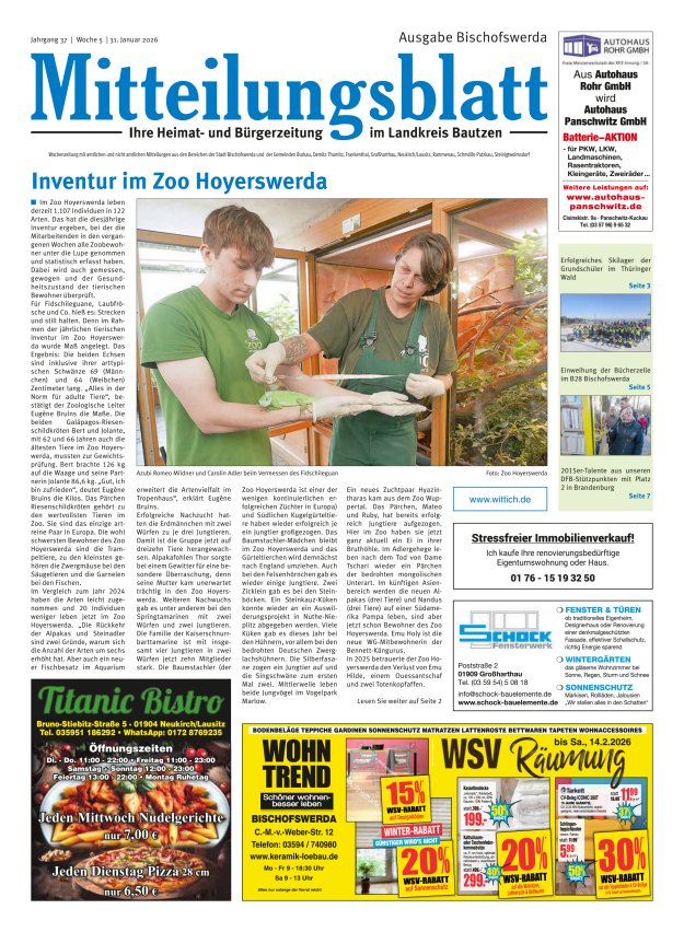 Mitteilungsblatt LK Bautzen Ausgabe Bischofswerda Titelblatt 04/2026
