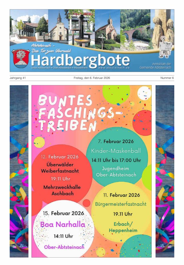 Hardbergbote - Mitteilungsblatt der Gemeinde Abtsteinach Titelblatt 06/2026