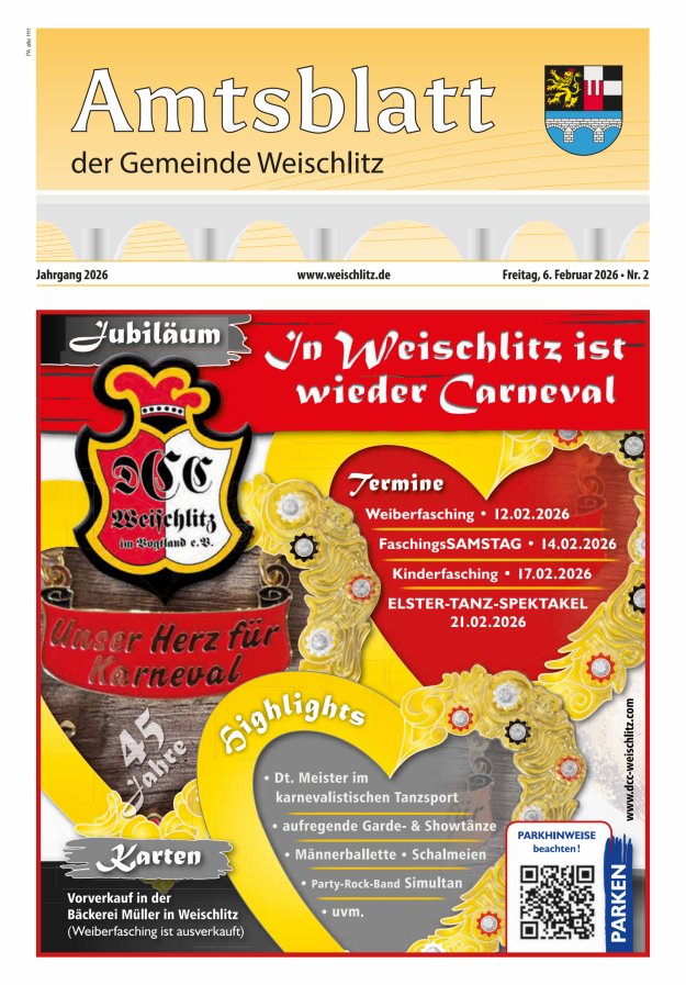 Amtsblatt der Gemeinde Weischlitz Titelblatt 02/2026