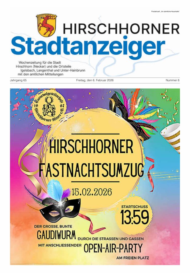 Hirschhorner Stadtanzeiger Titelblatt 06/2026