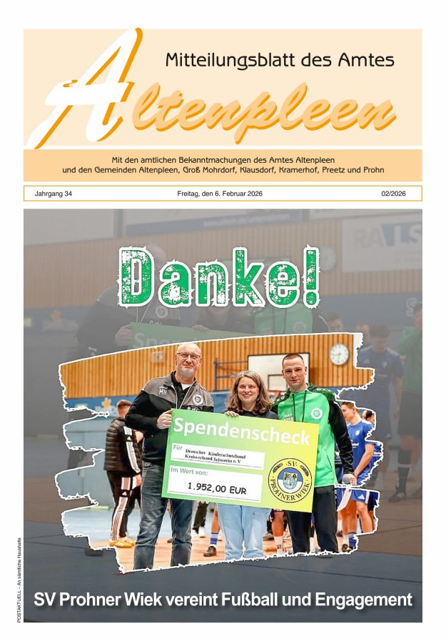 Mitteilungsblatt des Amtes Altenpleen Titelblatt 02/2026