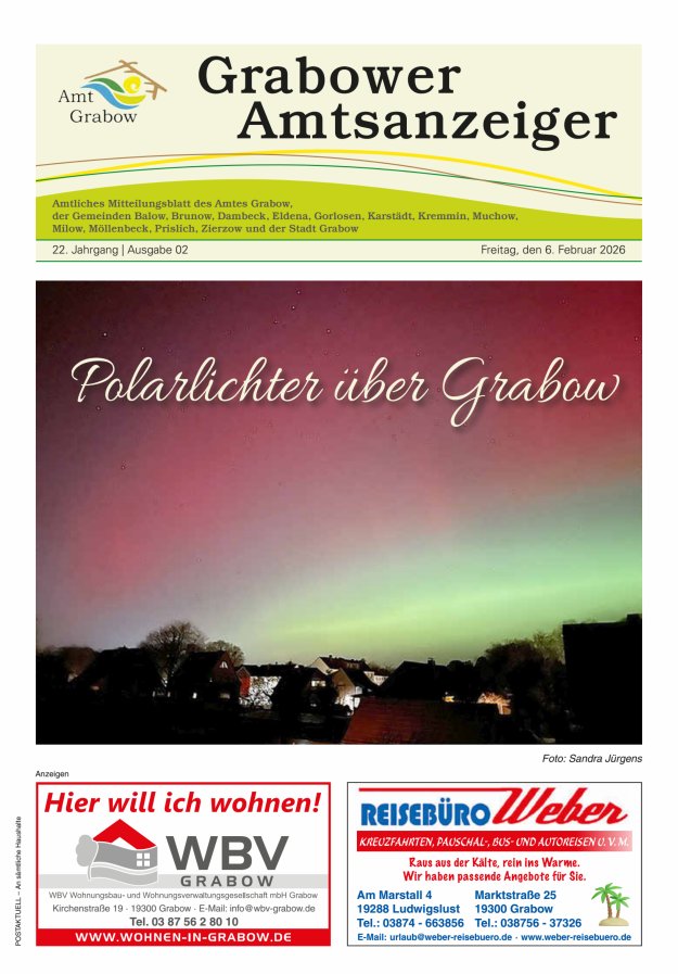 Grabower Amtsanzeiger Titelblatt 02/2026