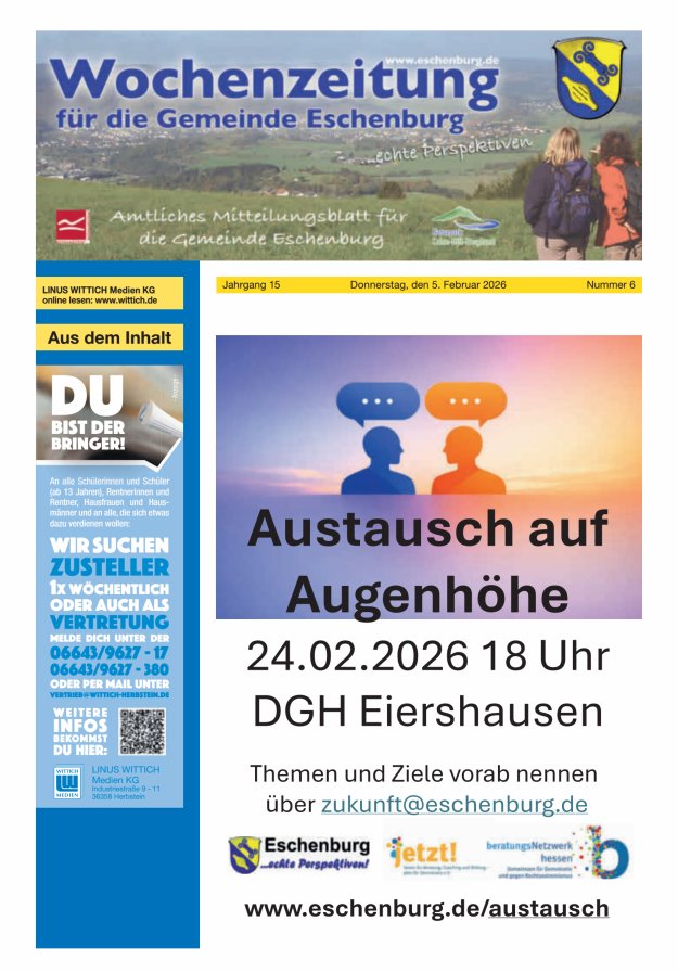 Wochenzeitung für die Gemeinde Eschenburg Titelblatt 06/2026
