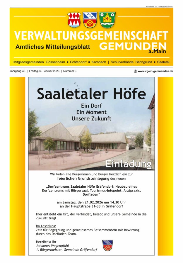 Mitteilungsblatt der VG Gemünden a Main Titelblatt 03/2026