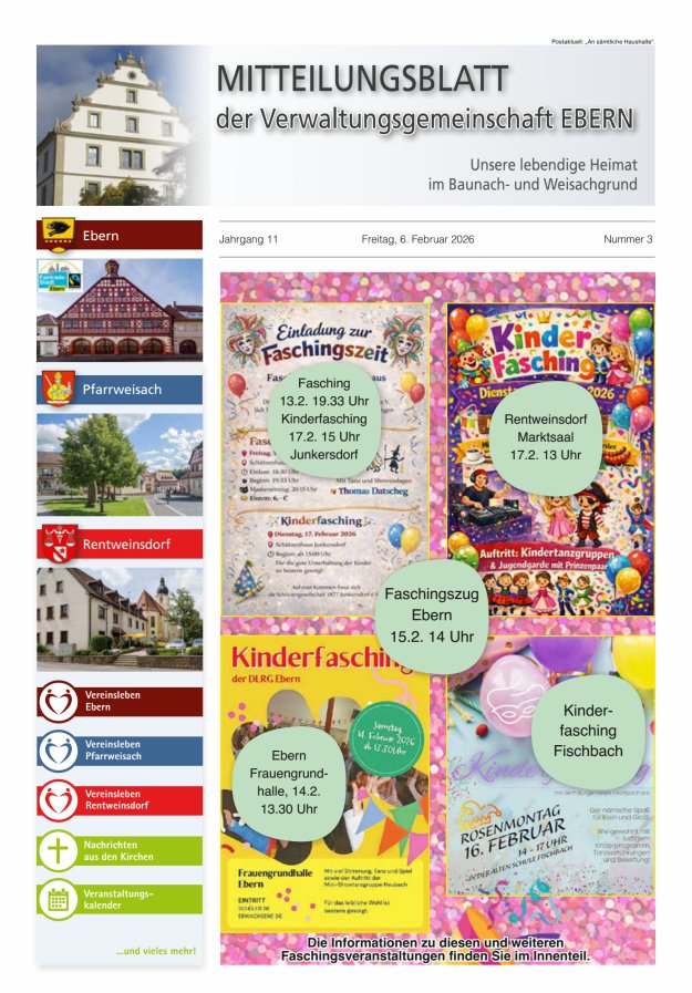 Mitteilungsblatt der Verwaltungsgemeinschaft Ebern Titelblatt 03/2026