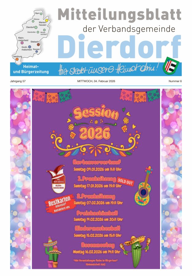 Mitteilungsblatt der Verbandsgemeinde Dierdorf Titelblatt 06/2026
