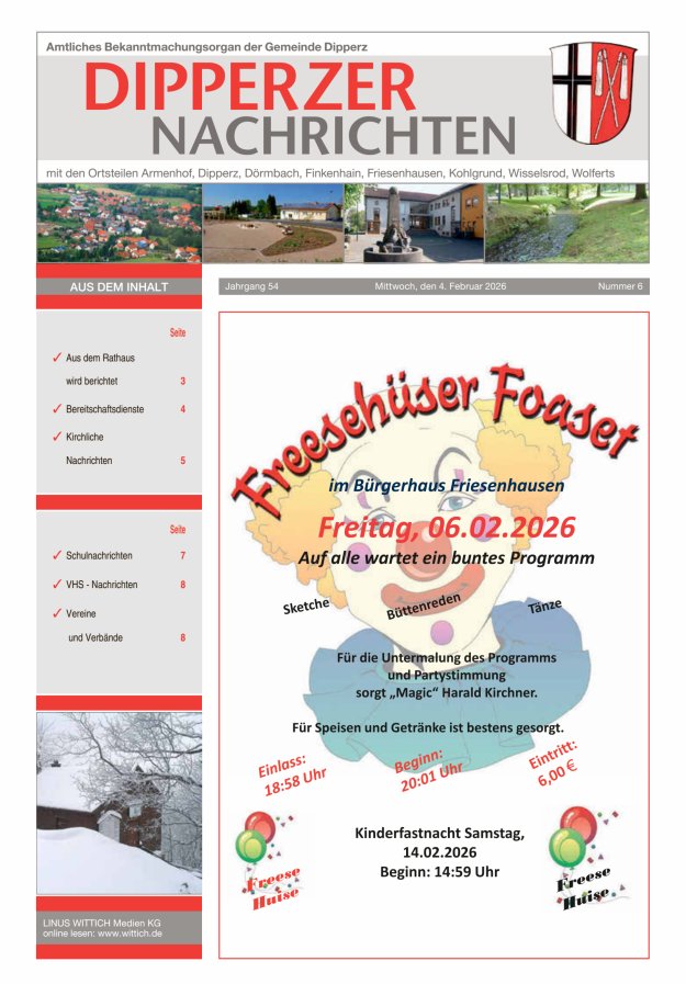 Dipperzer Nachrichten Titelblatt 06/2026
