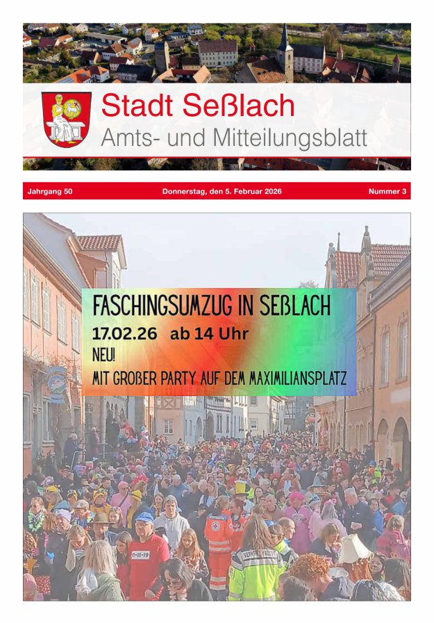 Amts- und Mitteilungsblatt Stadt Seßlach Titelblatt 03/2026