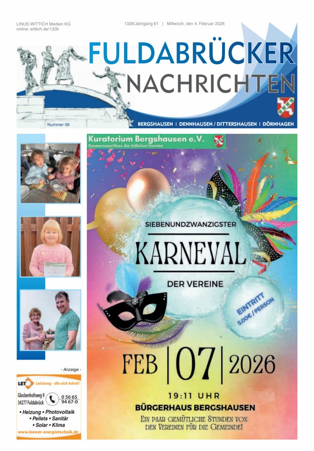 Fuldabrücker Nachrichten Titelblatt 06/2026
