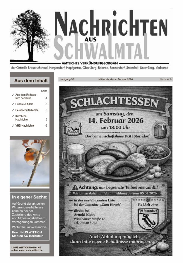 Nachrichten aus Schwalmtal Titelblatt 06/2026
