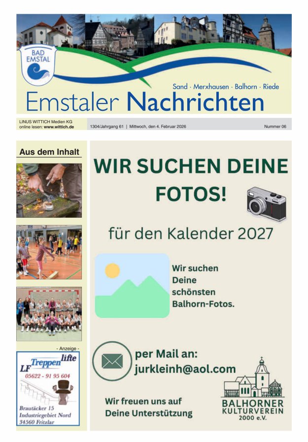 Emstaler Nachrichten Titelblatt 06/2026