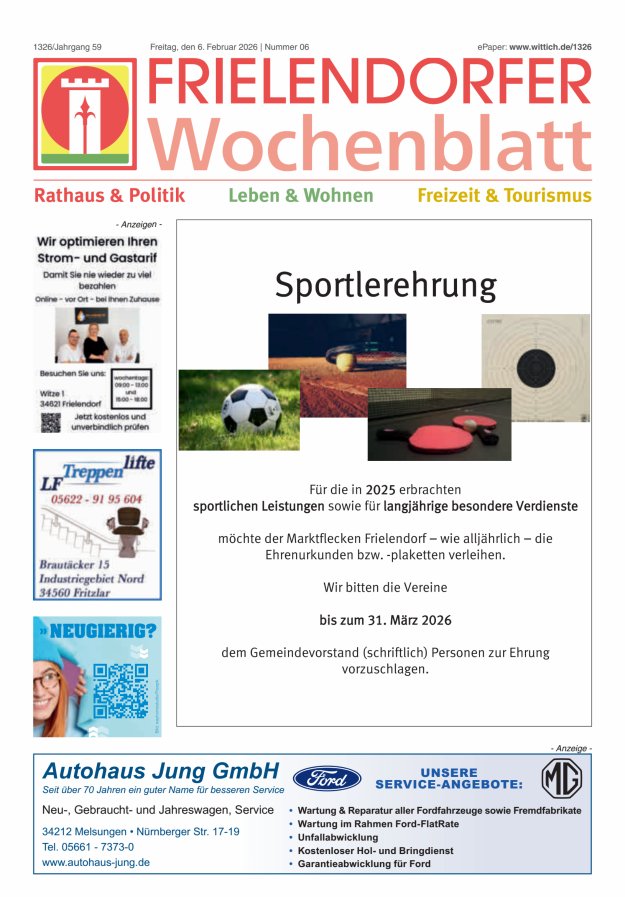 Frielendorfer Wochenblatt Titelblatt 06/2026