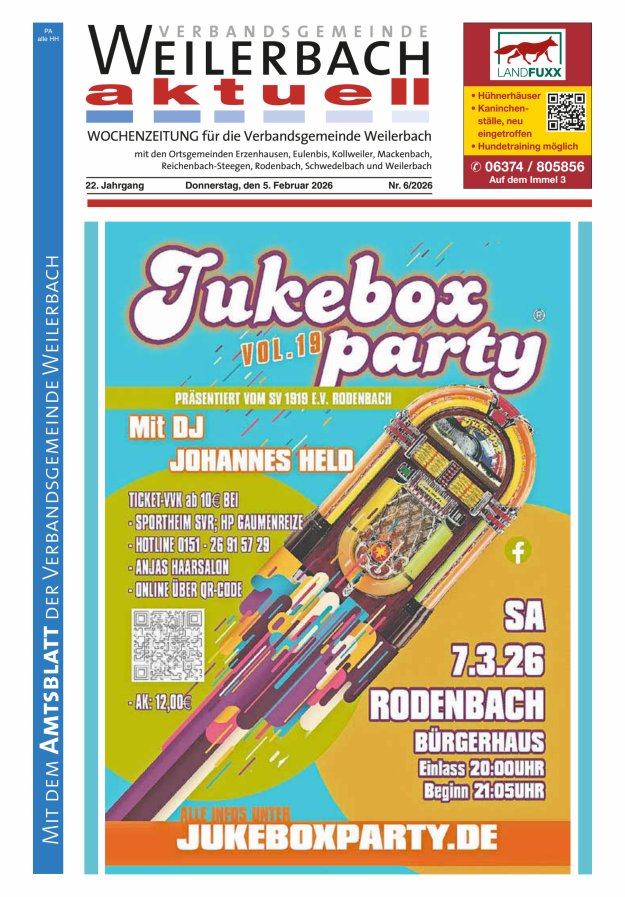 Verbandsgemeinde Weilerbach aktuell Titelblatt 06/2026