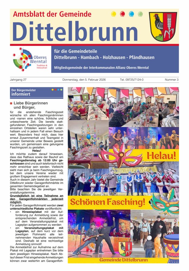 Amtsblatt der Gemeinde Dittelbrunn Titelblatt 03/2026