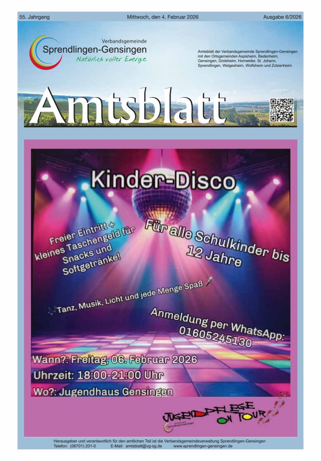 Amtsblatt VG Sprendlingen-Gensingen Titelblatt 06/2026