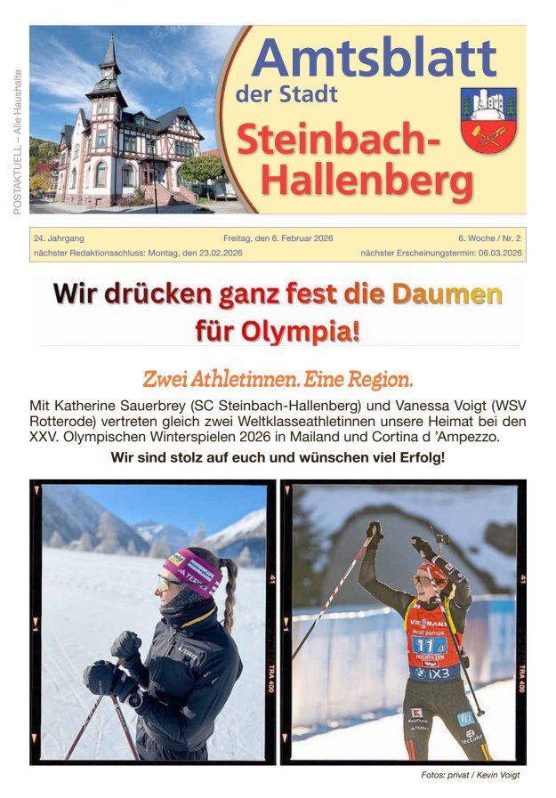 Amtsblatt der Stadt Steinbach-Hallenberg Titelblatt 02/2026