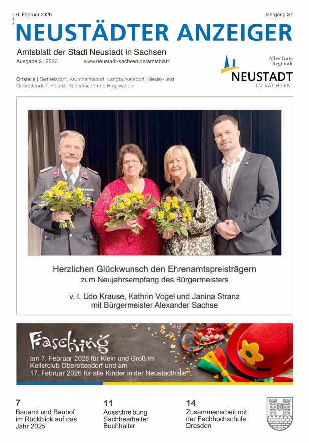 Neustädter Anzeiger - Amts- und Heimatblatt der Stadt Neustadt in Sachsen Titelblatt 03/2026
