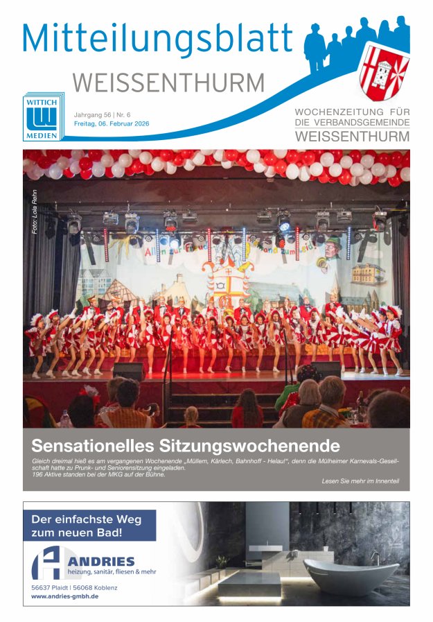 Mitteilungsblatt für den Bereich der Verbandsgemeinde Weißenthurm Titelblatt 06/2026
