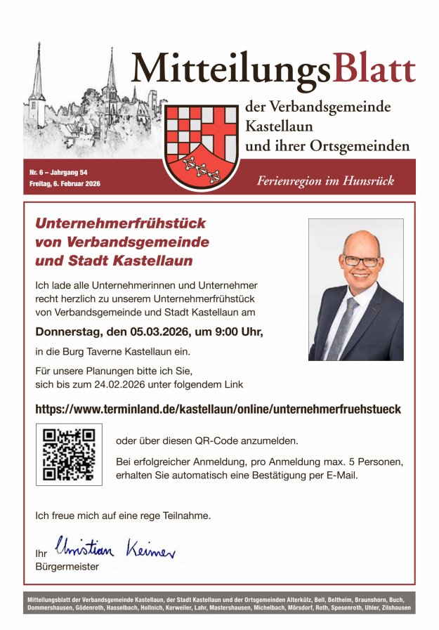 Mitteilungsblatt Kastellaun Titelblatt 06/2026