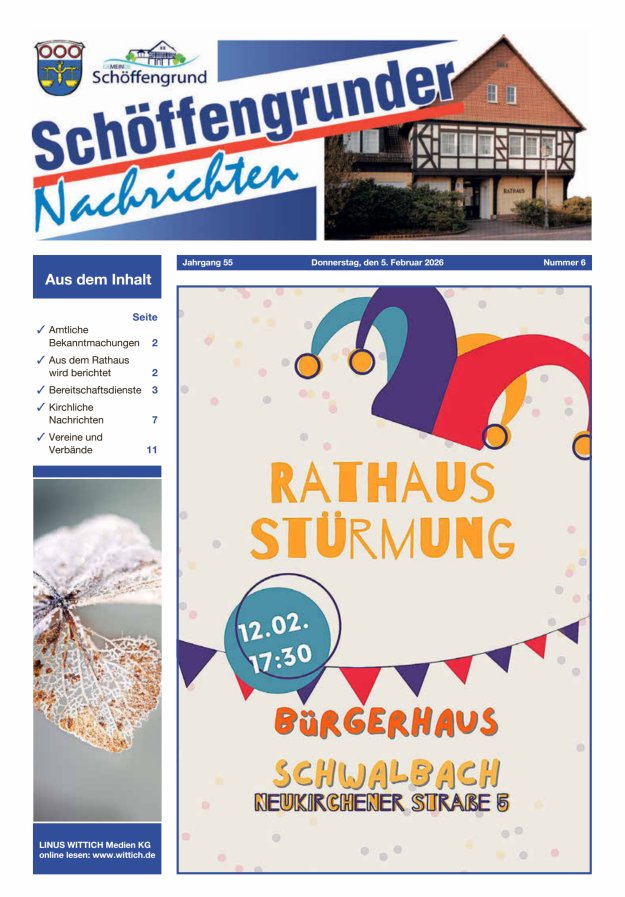 Schöffengrunder Nachrichten Titelblatt 06/2026