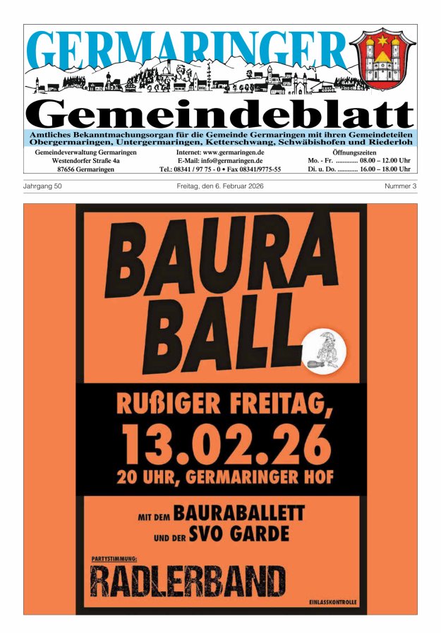 Germaringer Gemeindeblatt Titelblatt 03/2026