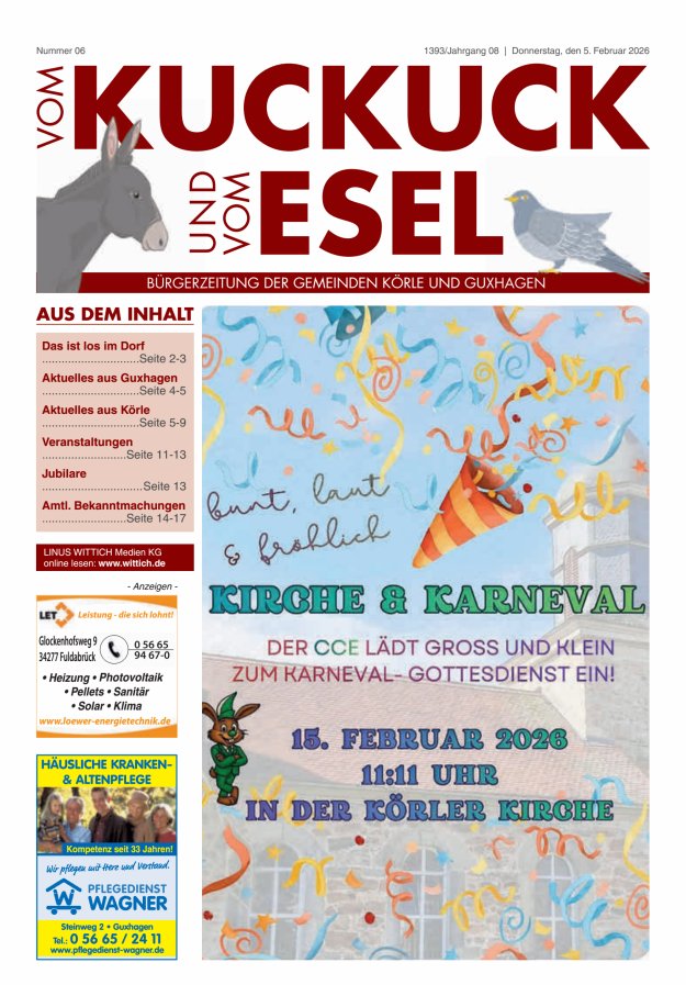 Vom Kuckuck und Esel (Guxhagen-Körle) Titelblatt 06/2026