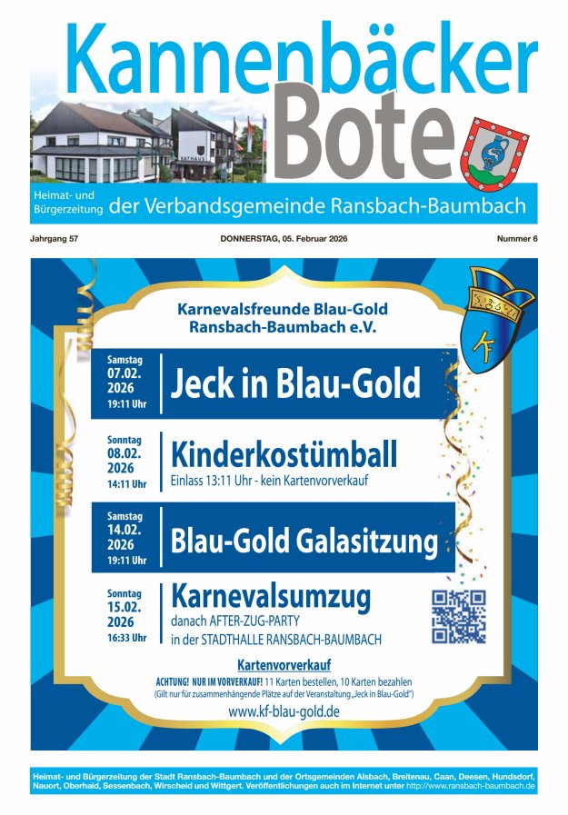 Kannenbäcker-Bote der Verbandsgemeinde Ransbach-Baumbach Titelblatt 06/2026