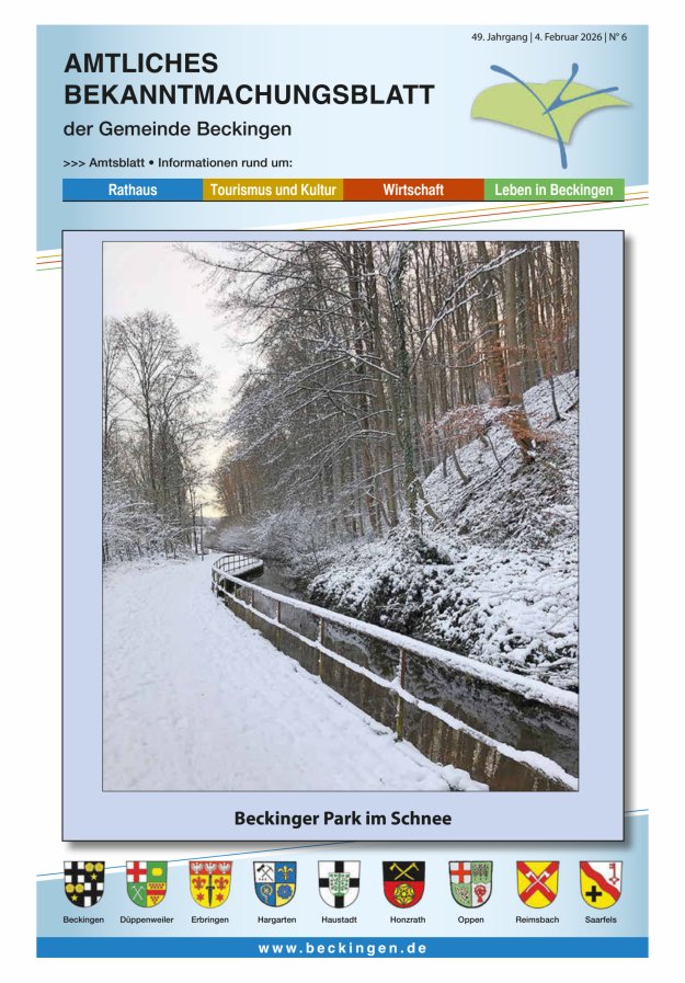 Amtsblatt Beckingen Titelblatt 06/2026