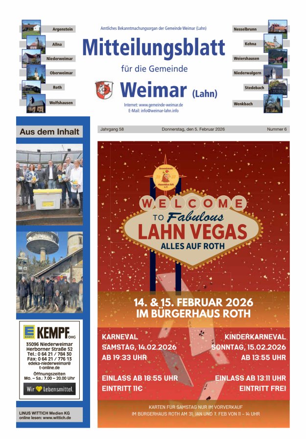 Mitteilungsblatt für die Gemeinde Weimar Titelblatt 06/2026
