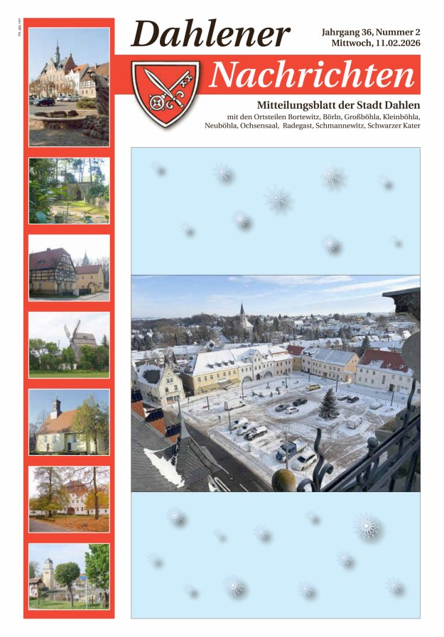 Dahlener Nachrichten - Amtliches Mitteilungsblatt der Stadt Dahlen Titelblatt 02/2026