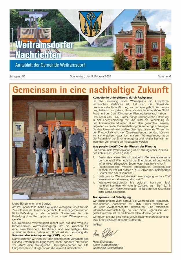 Weitramsdorfer Nachrichten Titelblatt 06/2026