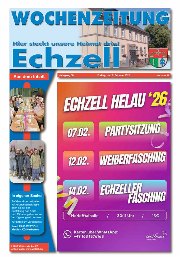 Wochenzeitung für die Gemeinde Echzell Titelblatt 06/2026